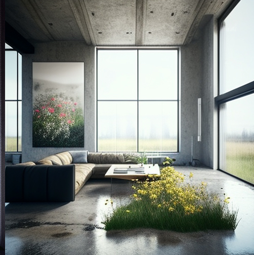 Offenes Wohnzimmer in grau