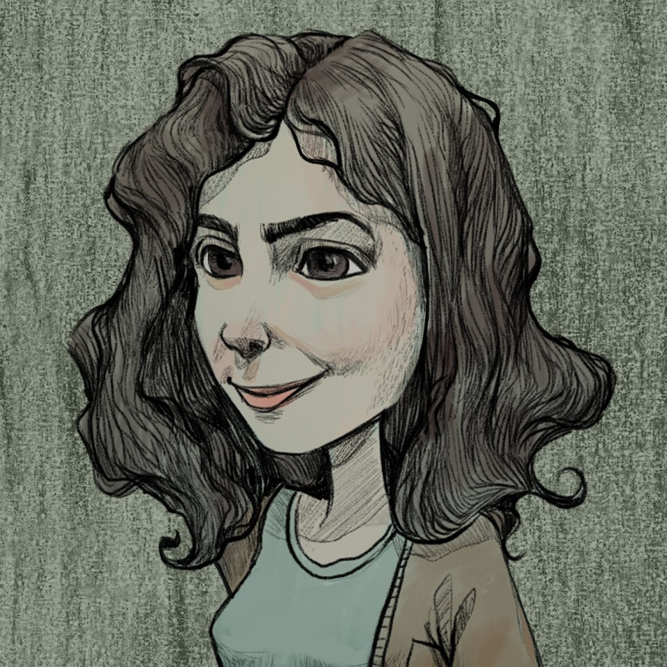Illustration eines braunhaarigen Mädchen, das Veronika darstellt